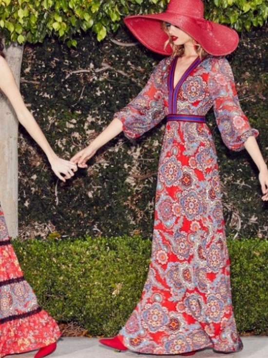 Alice + Olivia Dresses & Skirts - Alice + Olivia Jaida Ember Deep V Maxi Dress Poppy Multi 6